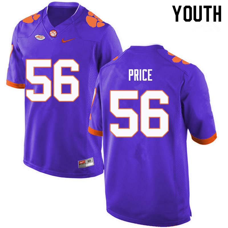 Youth #56 Luke Price Clemson Tigers College Football Jerseys Sale-Purple
